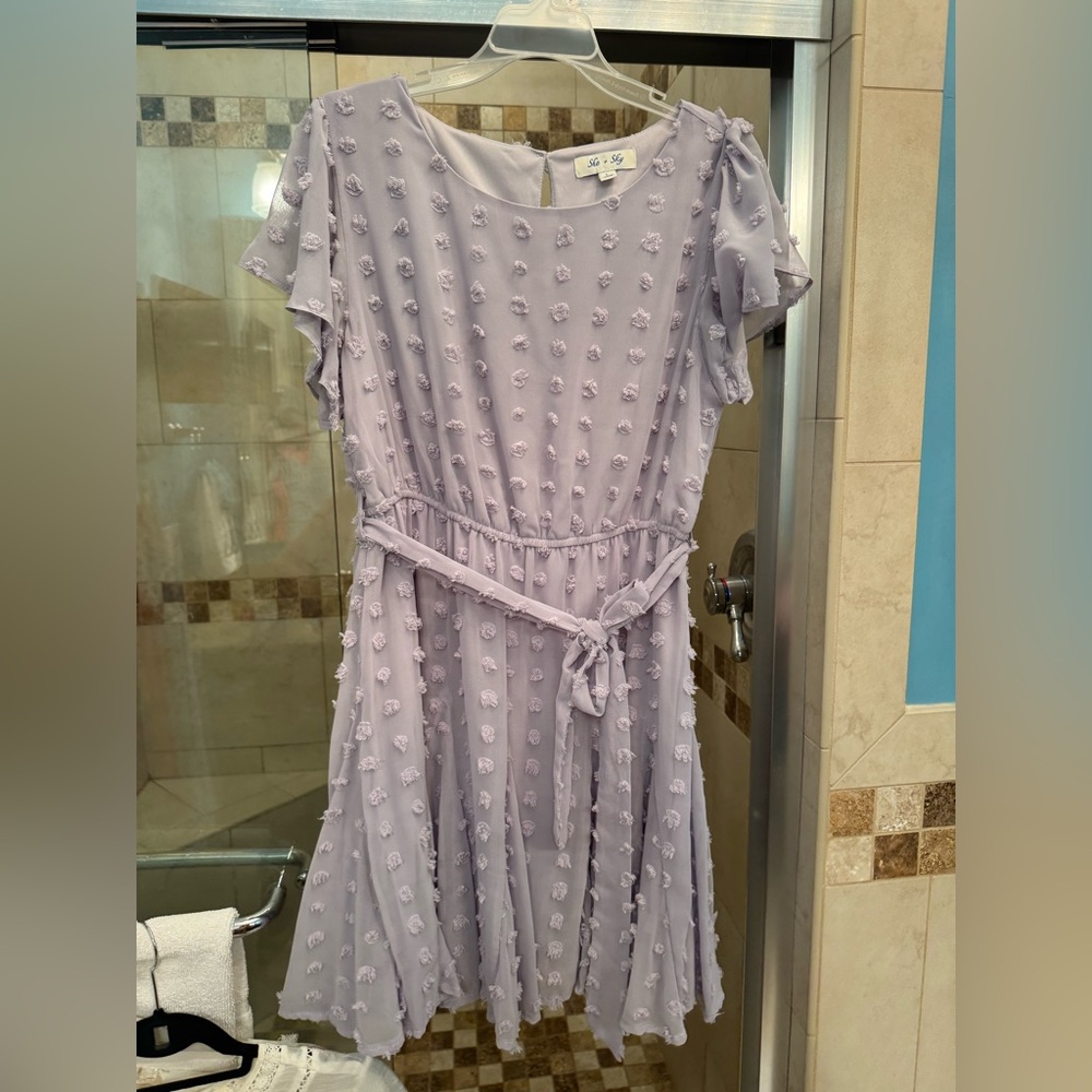 She + Sky Lilac Textured Dress